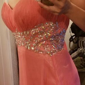 Long prom dress with rhinestones